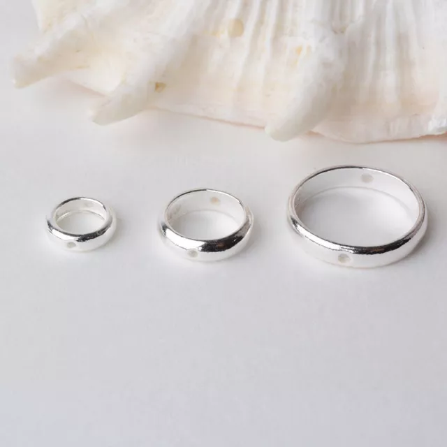 2 925 Sterling Silver Round Ring Frame Spacer Beads Charms for Jewelry Craft