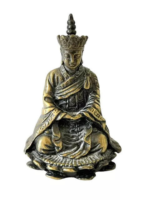 2.9" China Old Tibet Tibetan Buddhism Temple Bronze gilt Dharma Patriarch Statue