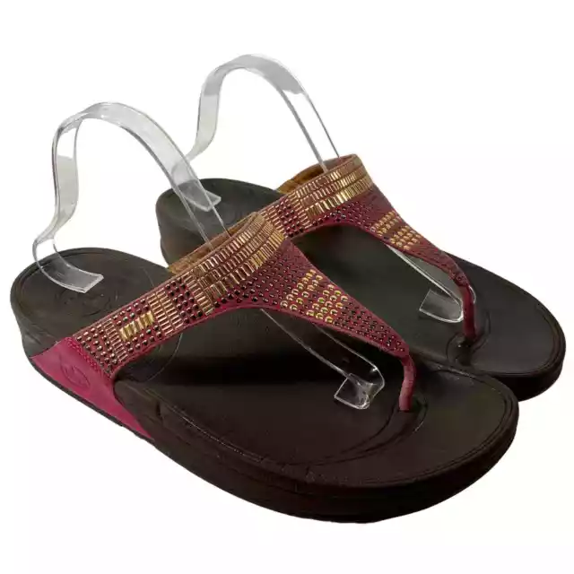 FitFlop Aztek Chada Red/Gold Flip-Flop Style Sandals - 359-001 Women's Size 11