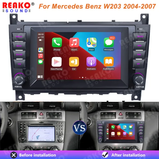 For Mercedes Benz W203 C200 C230 C280 Android 12 Radio BT GPS Car Stereo CarPlay