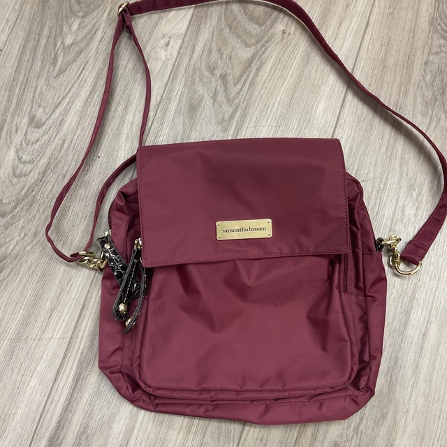 Samantha Brown Luggage Lightweight Organizer Crossbody Bag Purse ~ Burgundy
