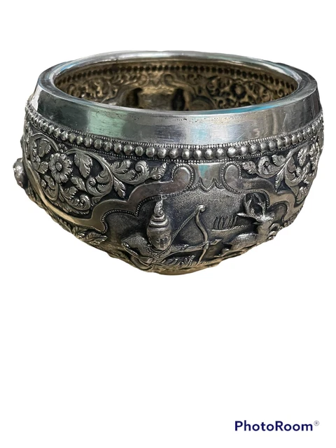 antique 19th burmese solid Sterling Rice  bowl