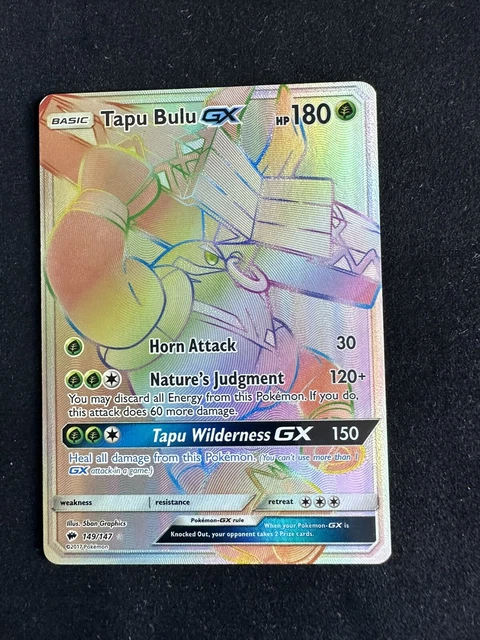 Pokemon Tapu Bulu GX Rainbow Secret Rare - Burning Shadows - 149/147
