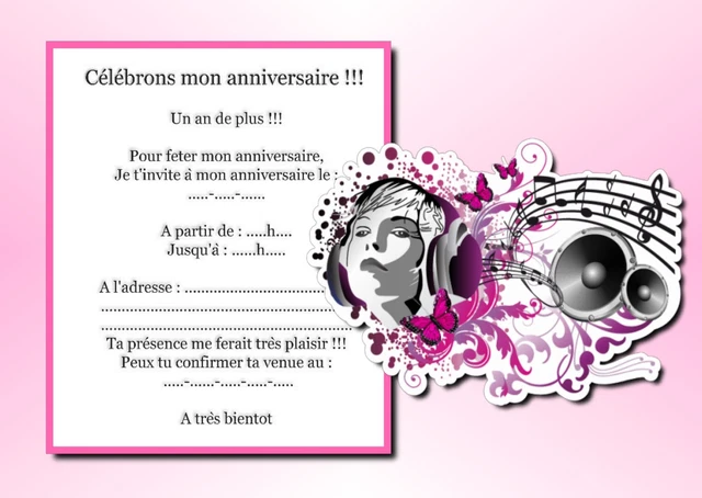 Cartes D'invitation Anniversaire REF 963 - Lot De 5 Ou 12 - Neuf Sous Blister
