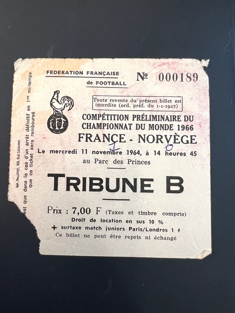 Ticket D'entrée Original Coupe Du Monde De Football - 13 Juillet 1966 - Angleterre