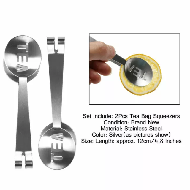 Stainless Steel Teabag Tongs Practical Tea Bag Spoon Squeezer Holder Grip Tools 3