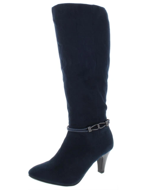 KAREN SCOTT Womens Navy Chain Goring Hollee Round Toe Block Heel Boots 9 WC