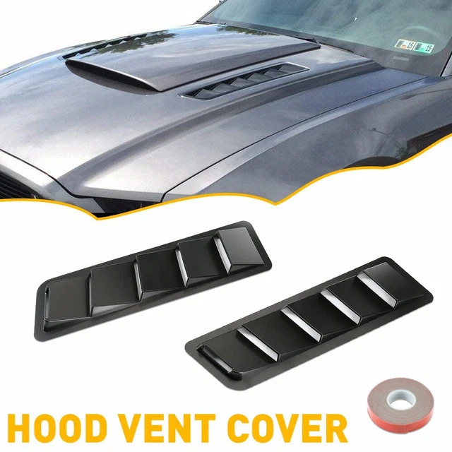 Car Hood Vent Scoop Kit Cold Air Flow Intake Louvers Cooling Bonnet Cover Black