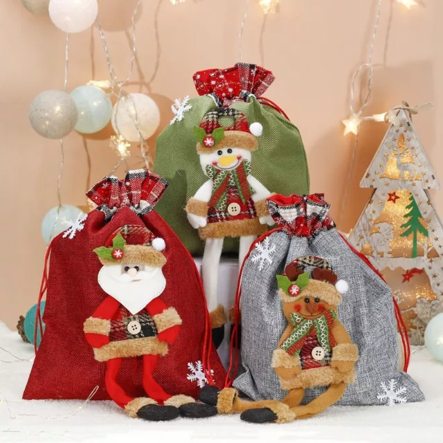 Santa Claus Elk Christmas Gift Bags Drawstring Present Storage Packaging  Bags