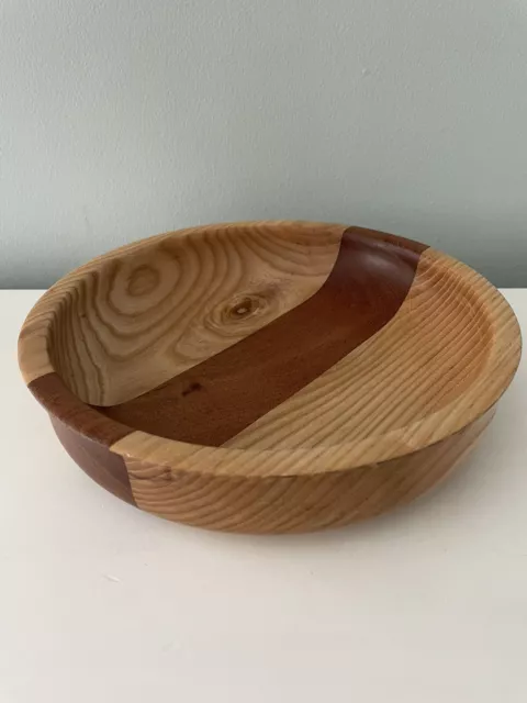 Hand Turned Cherry and Sapele Wood Bowl Signed 2018