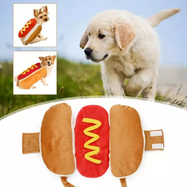 Pet Dress Up Costume Hot Dog Shaped Dachshund Sausage H7 Funny Cosplay K6H4