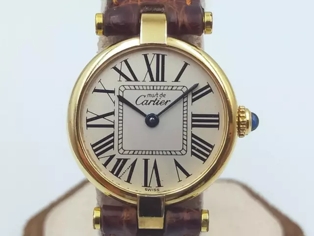 Authentic Cartier Paris Vermeil Must 925 18K Plaque 20M Ref:590004 Quartz Watch