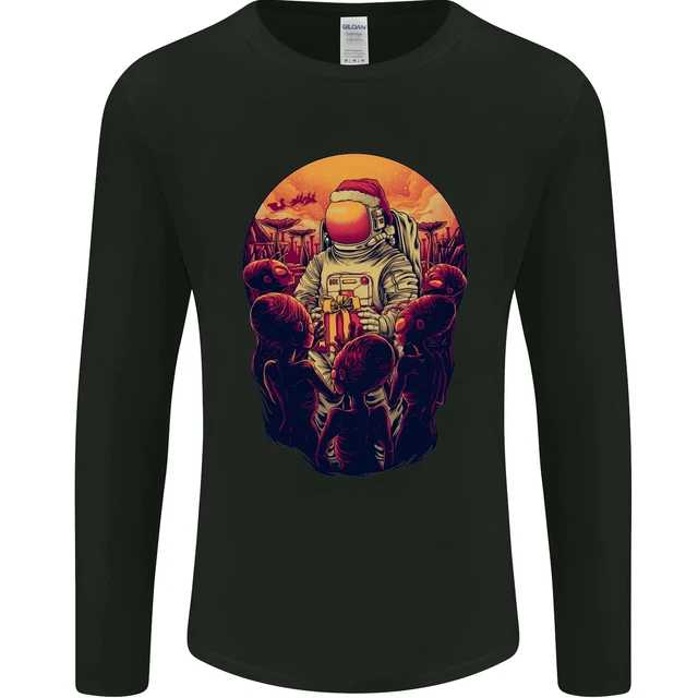 Spaceman Santa Christmas Space Astronaut Mens Long Sleeve T-Shirt