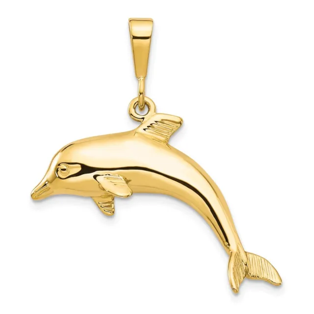 10k Gelbgold Meer Delfin Ozean Fisch Strand Nautische Halskette Anhänger Charm