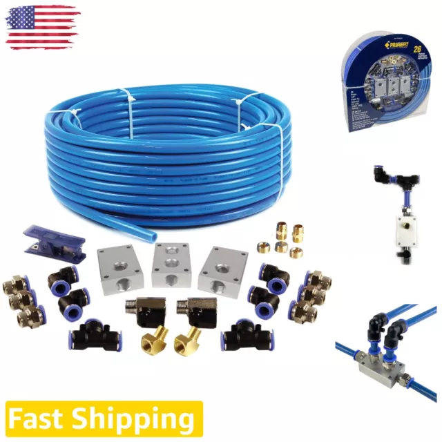 Premium 26-Piece Air Piping System: Complete Kit with 100-Feet TPEE Tubing