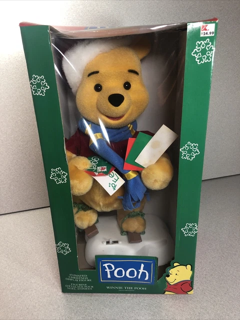 Disney Telco Motionette Winnie The Pooh Ice Skating / Skiing Christmas