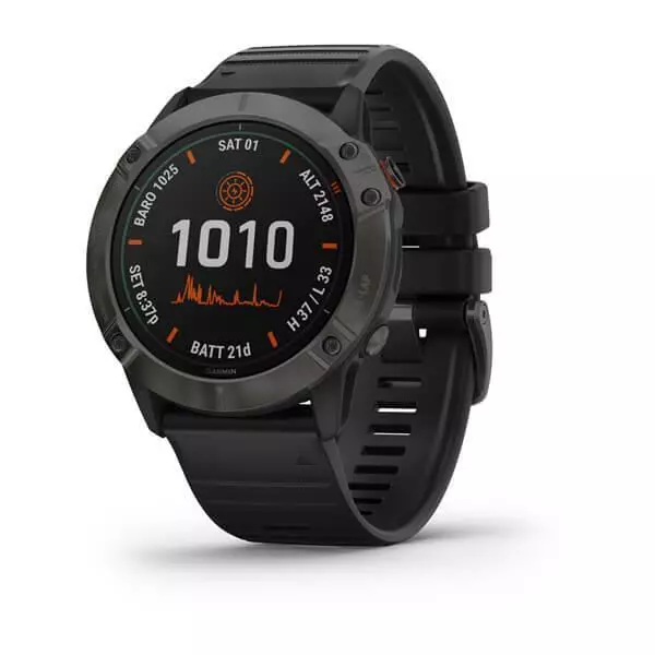 Garmin Fenix 6X Pro Solar Titanium Carbon Grey DLC Heart Rate Monitor GPS Watch