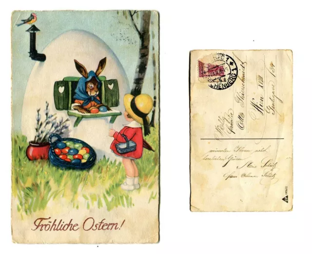 AK Fröhliche Ostern Osterhase