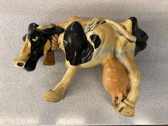 Vintage Farmhouse Chalkware Plaster COW Figure Depression Kitsch Early Century Vintage Farmhouse Chalkware Plaster COW Figure Depression Kitsch Early Century