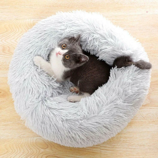 Donut Plush Bed Dog Cat Pet Calming Round Soft Warm Fluffy Kennel Sleeping Nest 5