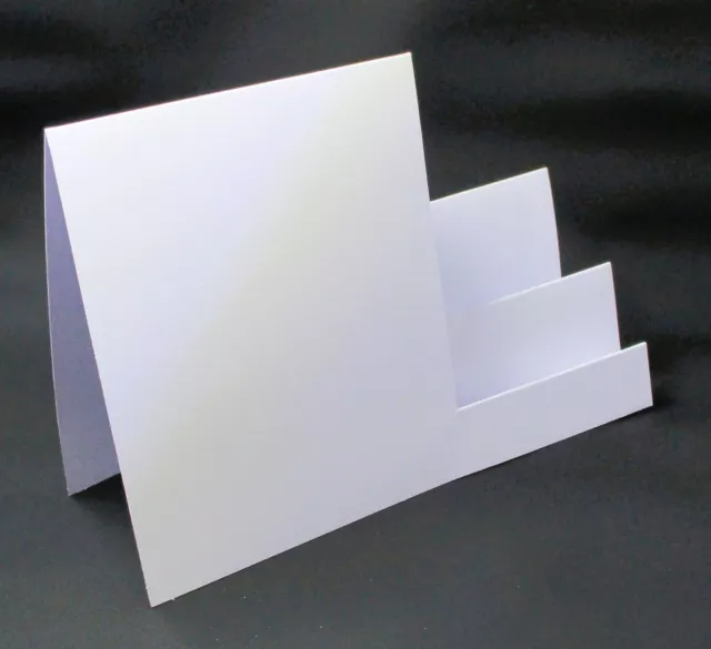 Pack of 6 Blank WHITE STEPPER CARDS - 3 Types 300gsm 210mm x 148mm with Envelope