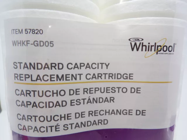 Cartuchos de repuesto estándar Whirlpool WHKF-GD05 genuinos paquete de 2 nuevos/sellados 3