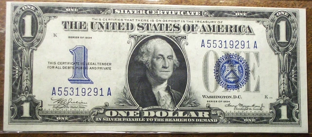 Fr1606 1934 $1 Silver Certificate Choice Unc. Funnyback Julian & Morgenthau