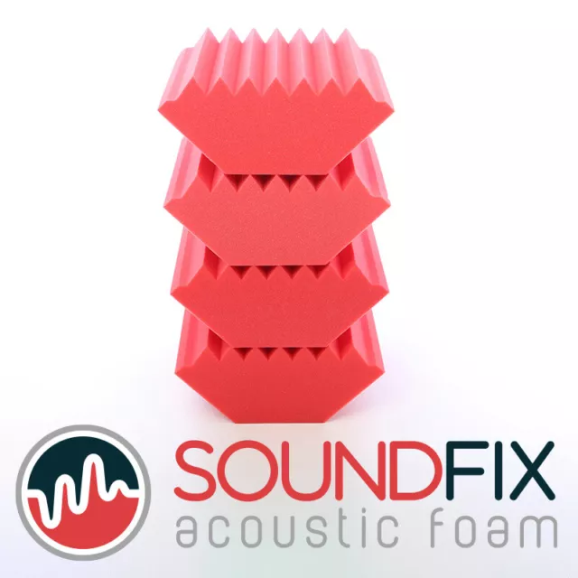 4 Acoustic Foam Bass Traps SoundFix Red Corner Traps Studio Sound Treatment