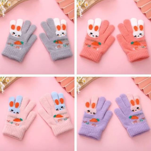 Thick Knitting Mittens Knitted Mitten Cartoon Fingerless gloves  Baby Kids