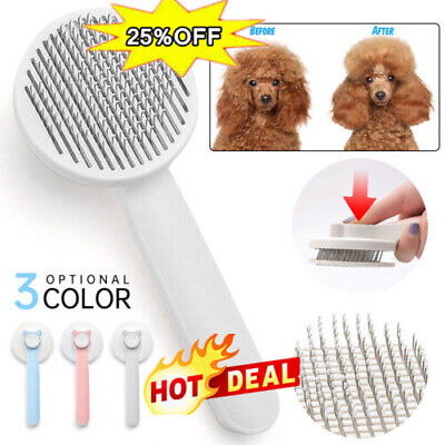 Pet Cat Brush Grooming Slicker Self-Cleaning Slicker Brush Hair Massage Comb