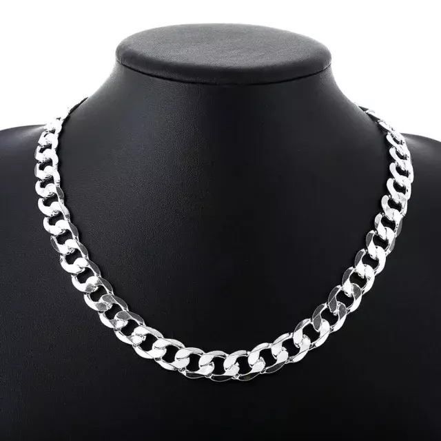 925 Sterling Silver Thick Solid Men 12MM Curb Chain Necklace 16"-30" Or Bracelet