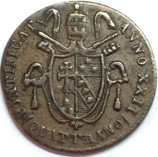 quattrino 1821 Vatican Pius Septinus VII 1800-1823 copper