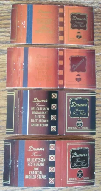 Deli Restaurant Matchbook Covers: Dunn's Montreal, Quebec Empty Matchcovers -D8