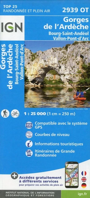 Gorges de l'Ardêche.Bourg-Saint-Andéol.Vallon-Pont-d'Arc 1:25 000