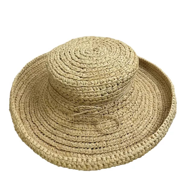 Helen Kaminski Raffia Hat Womens Wide Brim Sun Hat Packable Outdoors Braided Bow