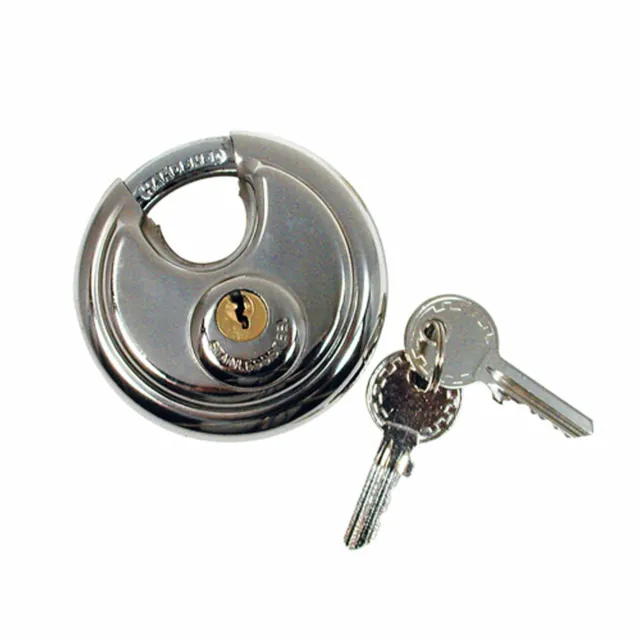 NEW 70mm Heavy Duty Stainless Steel Armor Brass Cylinder Disc Padlock Round Lock