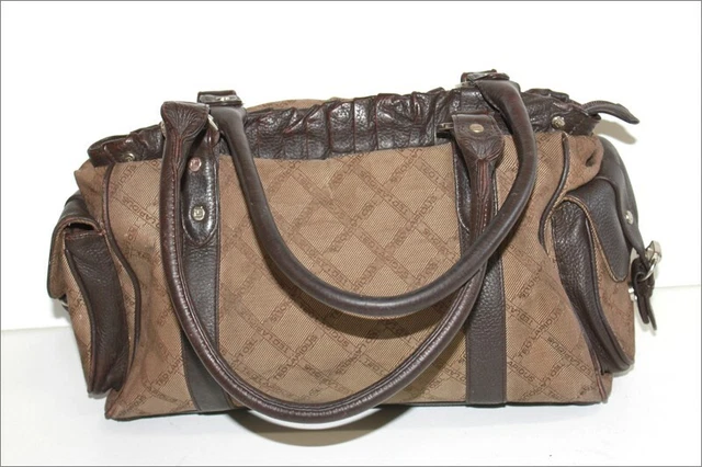 TED LAPIDUS Sac Bowling Toile Imprimée et Cuir Porté Epaule TBE