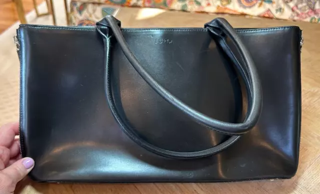 FURLA OF ITALY Classic Black Leather Shoulder Bag - Gorgeous Classic ...