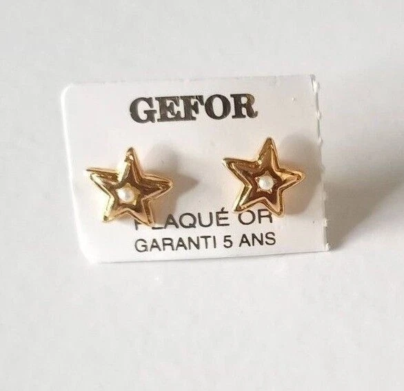 Boucles D'oreilles Gefor - Métal Doré Plaqué Or Et Zircon - Motif Cœur - Neuves Avec étiquettes