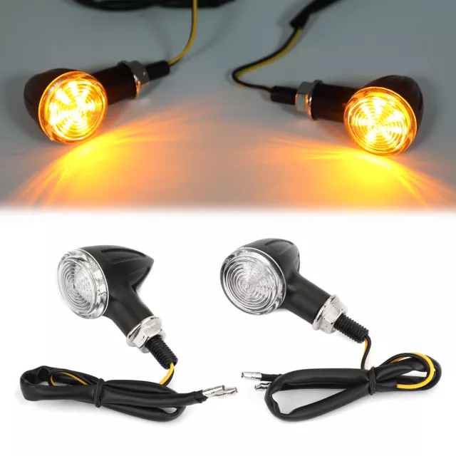 Universal Small Bullet Motorcycle Turn Signal Blinker Indicator Lights Black YU