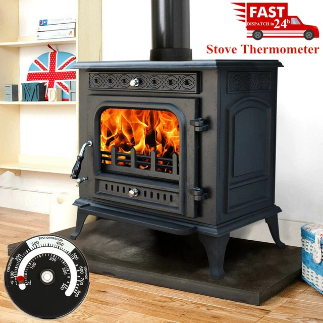 STOVE PIPE Thermometer WoodLog Burning Fire Flue Heater Temp