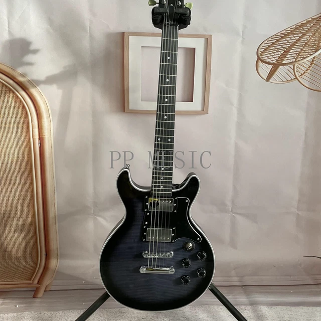 GUITARE ÉLECTRIQUE EN érable flamme noire corps en acajou HH micro ...