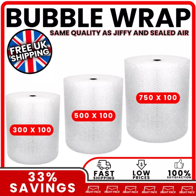 SMALL & LARGE BUBBLE WRAP - 300mm 500mm 750mm 1000mm 1200mm ROLLS x 10m 50m 100m