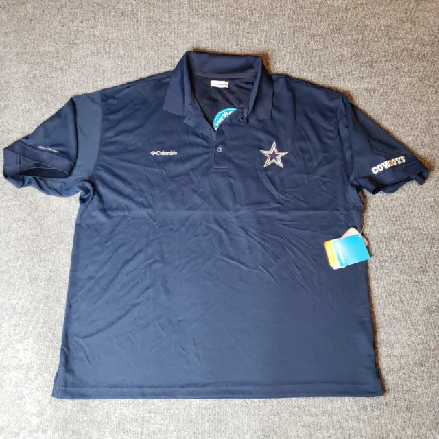 Dallas Cowboys Columbia Shirt Mens Blue Polo PFG XXL 2XL Short Sleeve Fishing