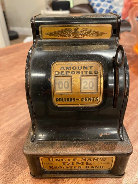 UNCLE SAM'S 3 Dime Register Bank in BLACK Vintage 