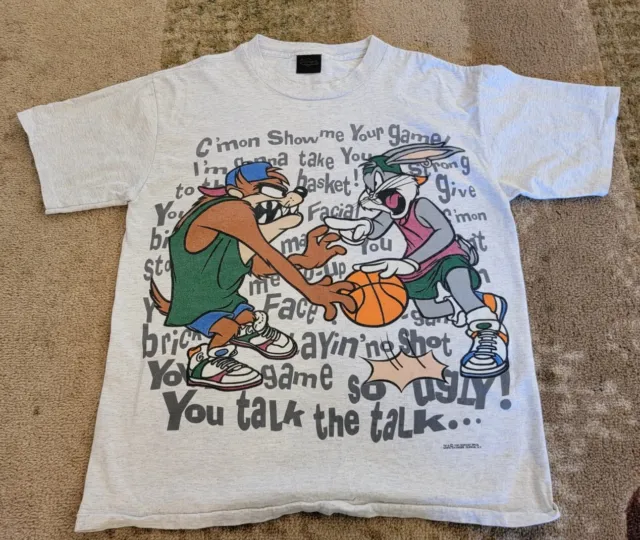 VINTAGE 1993 LOONEY Tunes Bugs Taz Trash Talkin Single Stitch T-Shirt ...