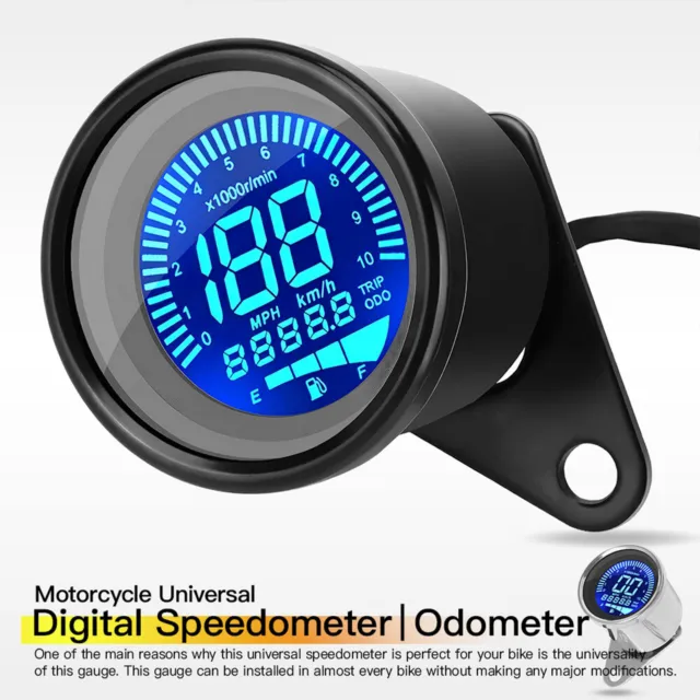 Black Vintage Motorcycle Speedometer Oil Level Meter Waterproof Tachometer