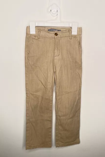 Appaman Khaki Twill Pants Boys Size 6 Textured Straight Leg Adjustable Waist