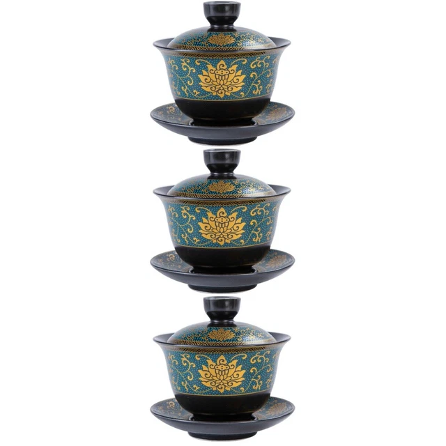 3x tazza da tè cinese con coperchio tazze da tè kung fu con coperchio