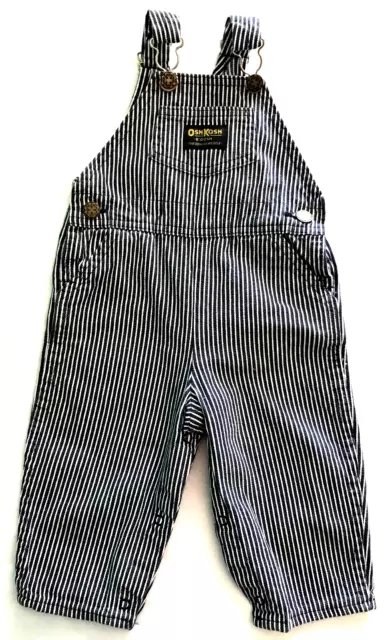 OshKosh B’Gosh Bib Blue Stripe Denim Overalls 24 Month Conductor Railroad VTG